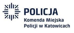 zdjęcie kolorowe: na białym tle napis Komenda Miejska Policji w Katowicach