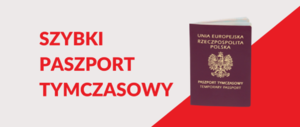 zdjęcie kolorowe: paszport i napis szybki paszport tymczasowy